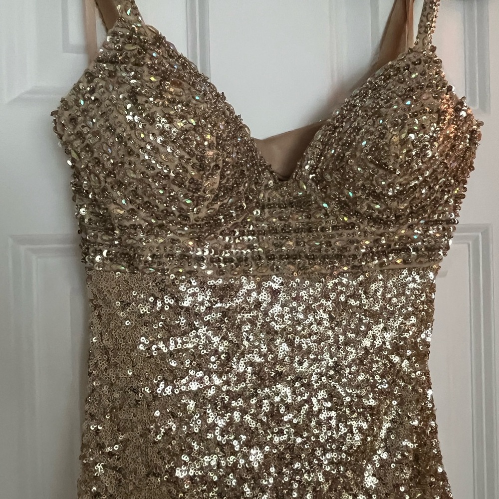 La Femme Gold Sequin Dress - Picture 3 of 5